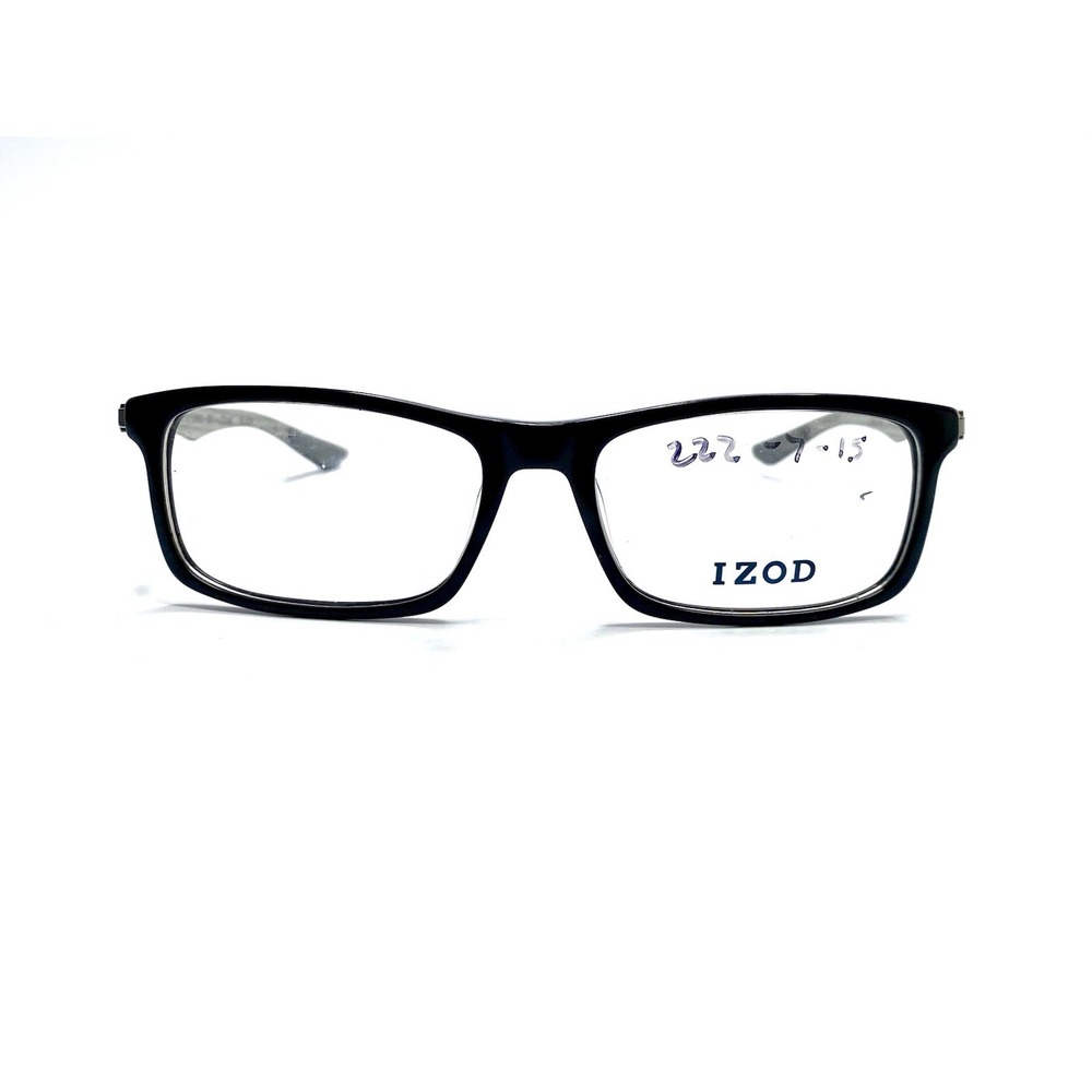 New IZOD Black Rectangular Glasses Brown Temples IZ 440 Black Laminate 52 16 130